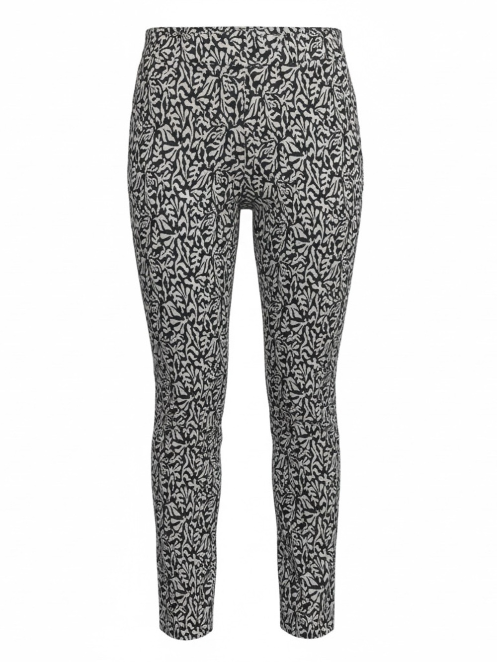 Chico's Gray & White Leaf-Pattern Cropped Ankle Pants